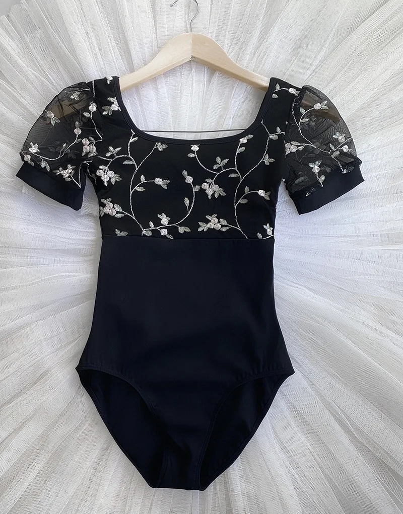 Váy Múa Leotards Nữ Tay Ngắn Phối Ren Thể Dục Dụng Cụ Tập Thể Dục Trang Phục Người Lớn Giá Rẻ Ba Lê Leotard Bé Gái Nhảy Khi Mặc