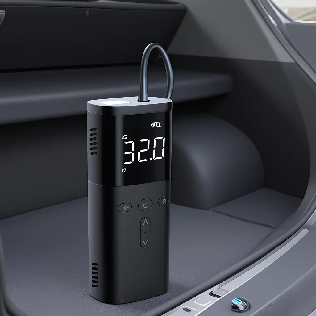 

Портативный беспроводной автомобильный накачиватель шин, перезаряжаемый мини-электрический воздушный компрессор со светодиодной подсветкой для экстренного использования