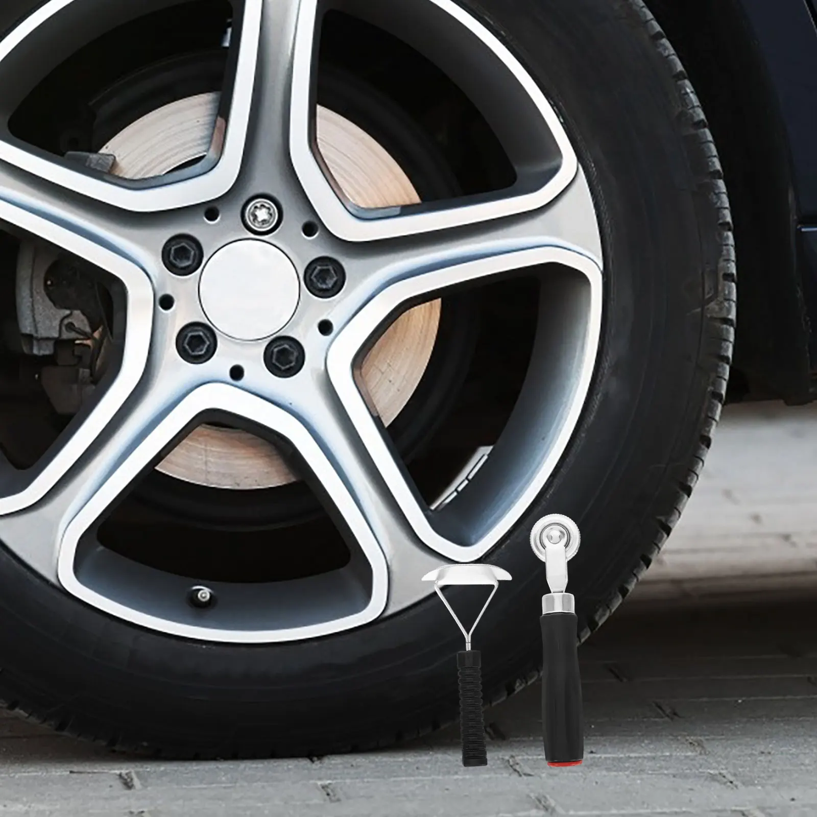 

2Pcs Universal Tire Repair Tool Kit Includes Patch Roller and Liner Scraper for Cars Trucks Bikes Efficient Flat Tire Fix