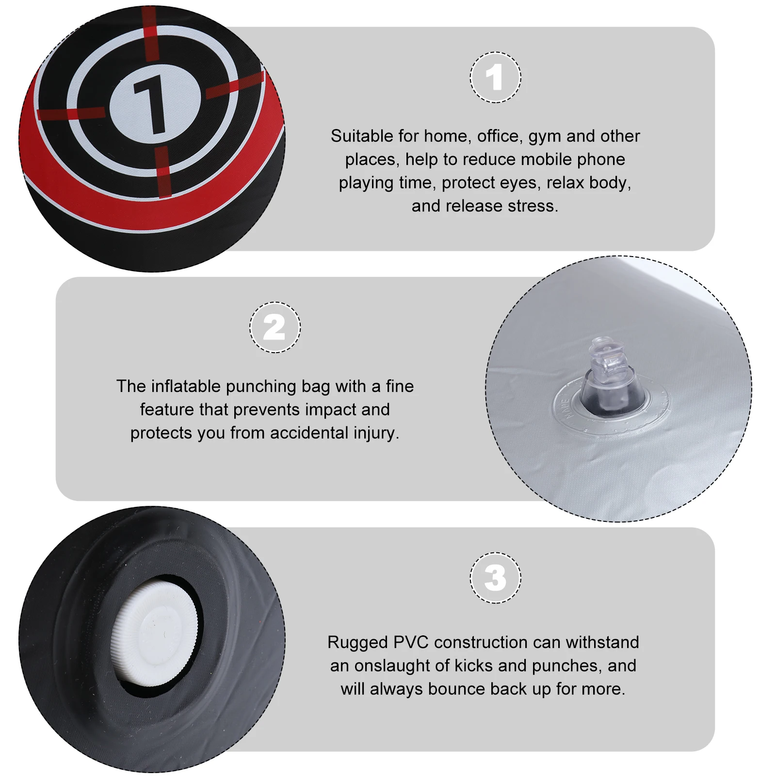 

Column Punching Bag Inflatable Standing Portable Sandbags Exercise Kickboxing Sports