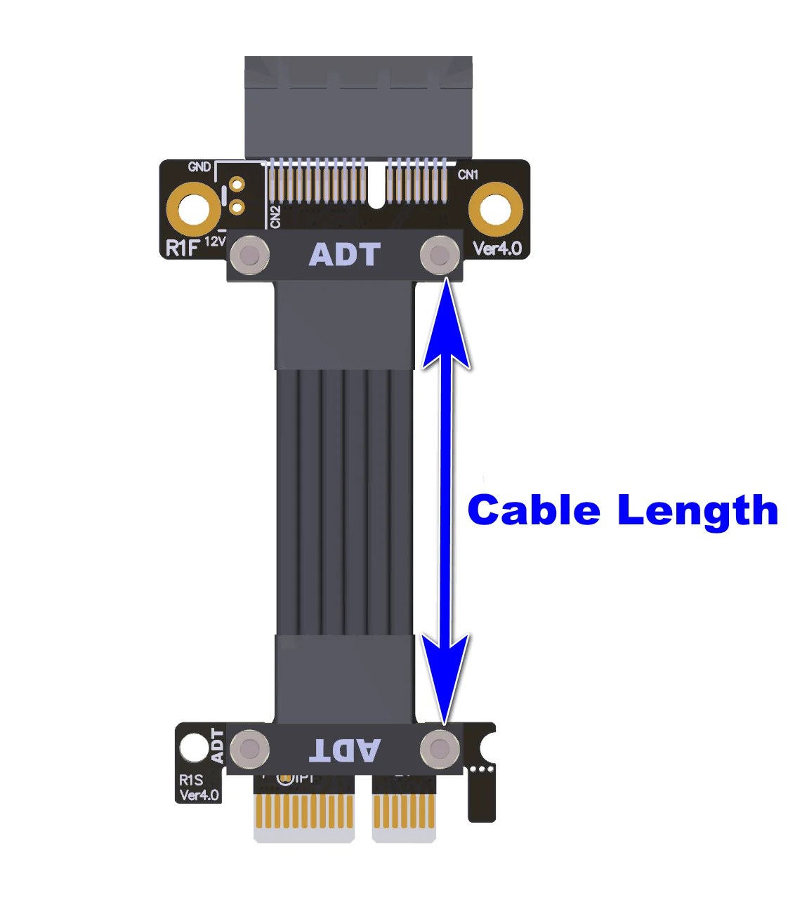 كابل تمديد ADT PCI-E X1 Riser ثنائي 90 درجة PCIe 4.0x1 إلى x1 كابل تمديد PCI Express 1x موسع شريط للبطاقات مزود بشريط Gen4 16G/Bps