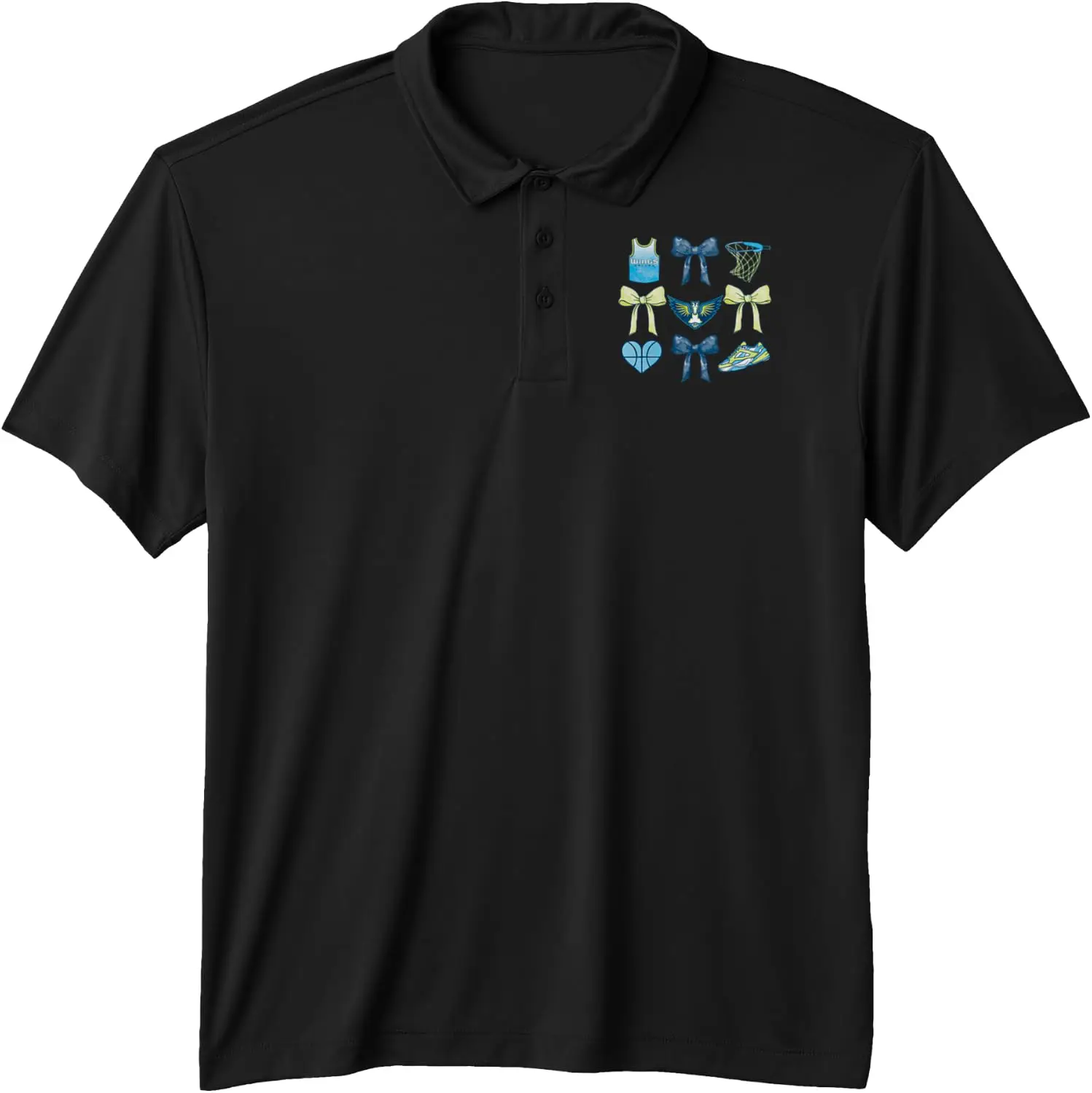 WNBA Bow Grid Performance Polo Shirt 100% Cotton Trendy Y2K Short-Sleeve Tee-Soft, Quick-Drying, Moisture-Wicking; Ideal Sports