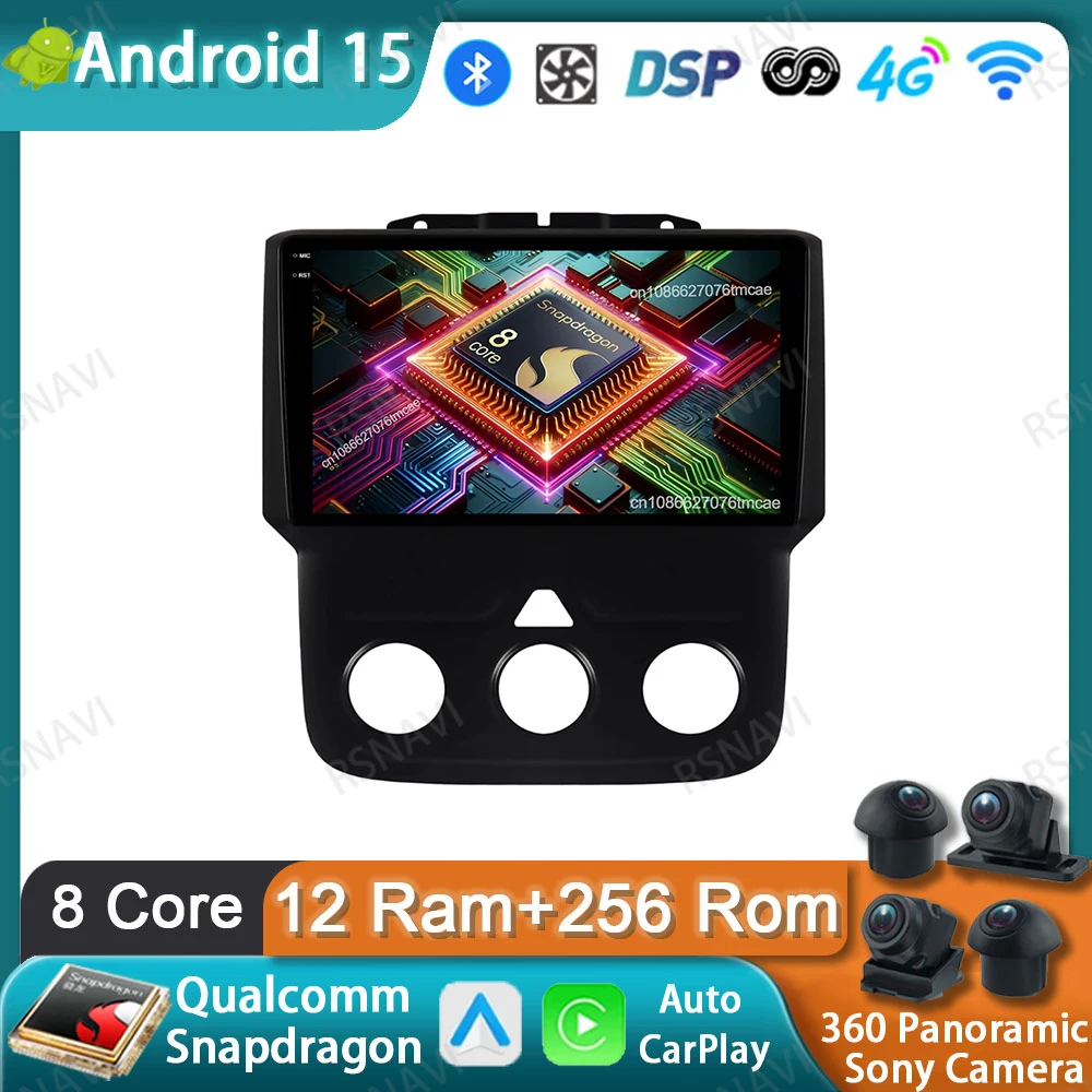 

Car Radio Android 15 For Dodge RAM 1500 2500 2013-2019 4G LTE DSP Stereo Autoradio DVD Navigation QLED Wireless Carplay Auto BT
