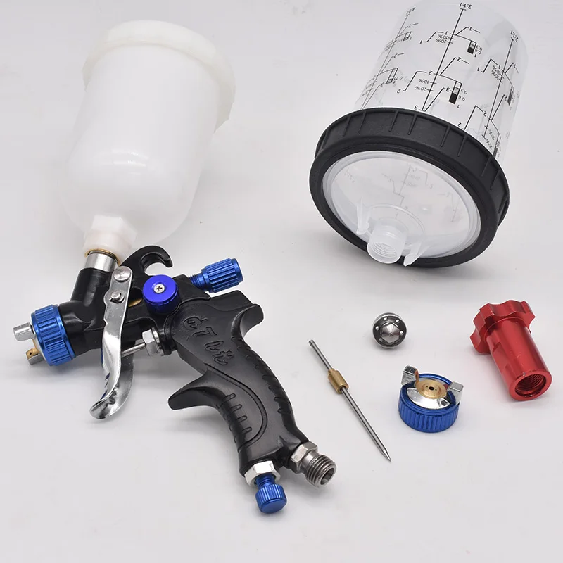 Imagem -02 - Mini Pistola de Pintura com Copo de Mistura e Adaptador Hvlp Air Tank 1.0 mm 0.8 mm 400cc 250cc