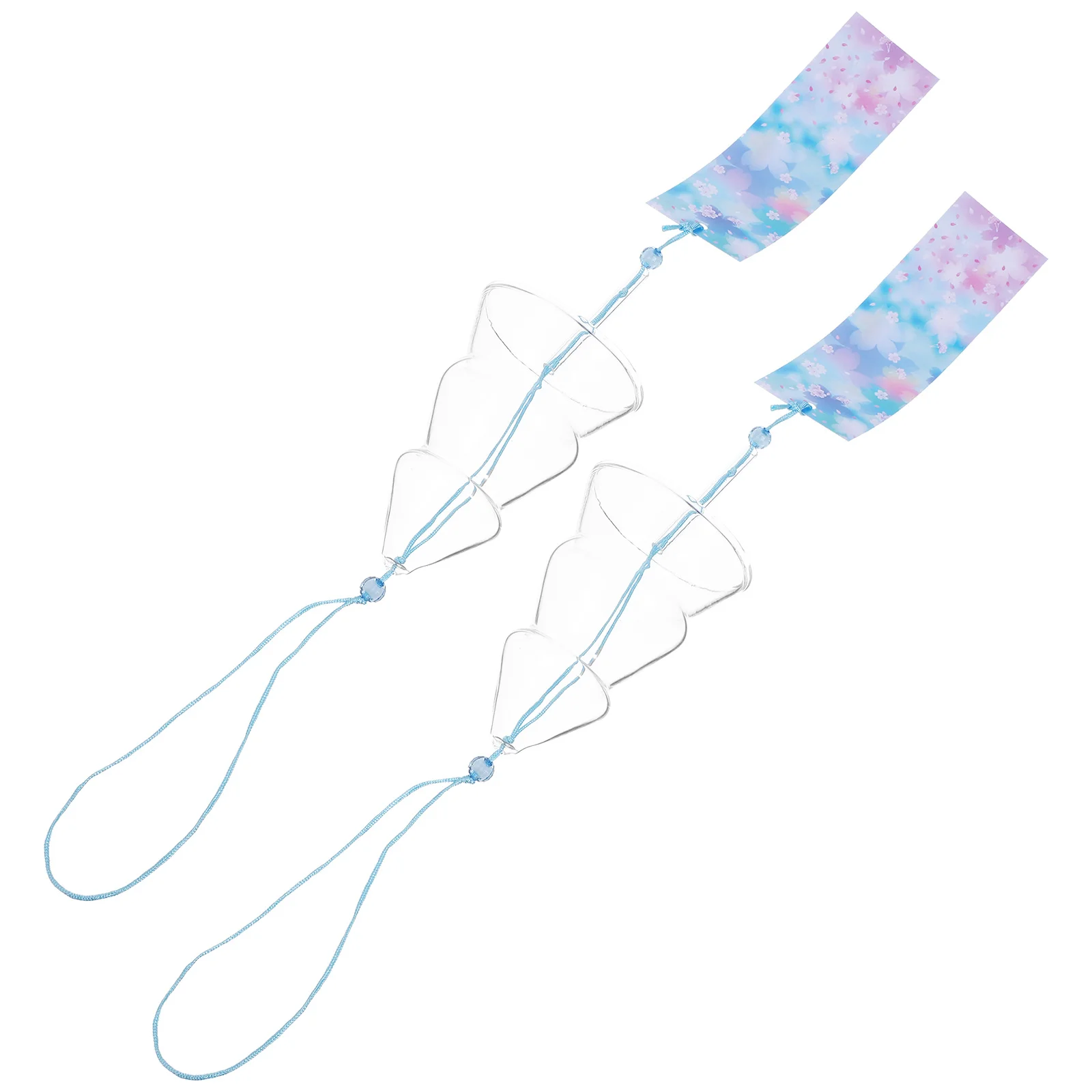 

2Pcs Glass Wind Chimes Unique Chic Bell Appearance Outdoor Use Beautifully Finished Pleasure Crafts