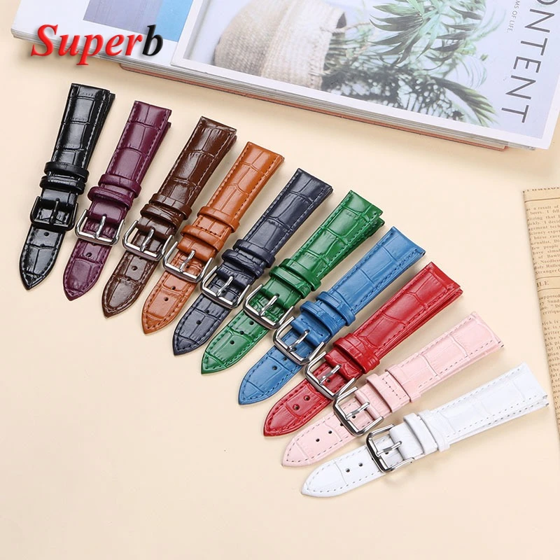 Calfskin Leather Watch Strap Slub Pattern Bracelet 12/13/14/15/16/17/18/19/20/21/22/24mm Universal Watchband Accessories