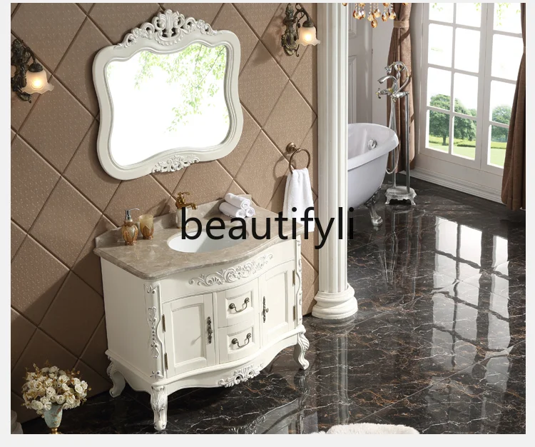 bathroom cabinet, washbasin, washbasin, basin cabinet combination, floor-to-ceiling antique bathroom, American bathroom cabinet