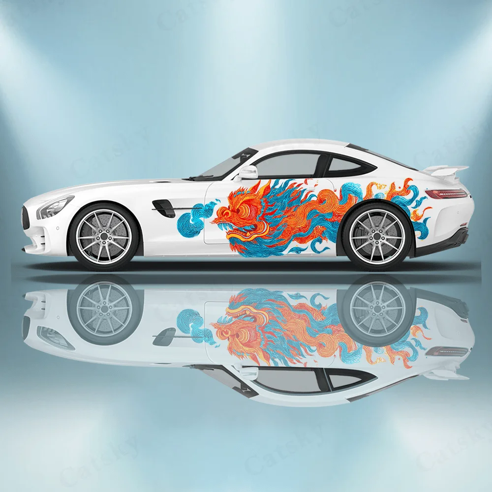 Classical Style Dragon Dance Car Vinyl Wraps Decal Self-adhesive PVC Sticker Suitable for Trucks SUV Decor Auto Accessories Gift