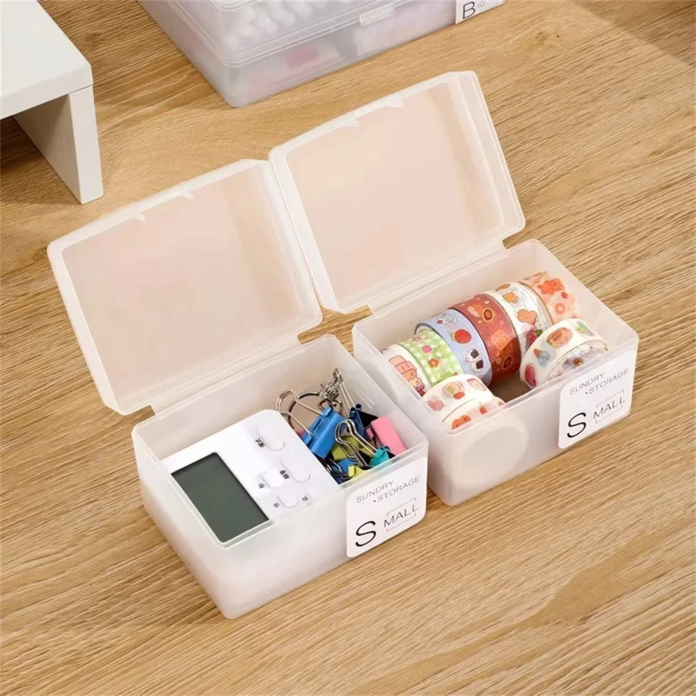 1PC Plastic Card Storage Box Student Dormitory Cosmetics Storage Desk With Cover Can Be Superimposed Stationery Account Box