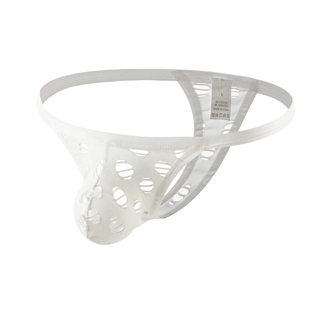 

Sexy Mens Hollow Sheer Thongs Briefs Sexy Bulge Pouch Low Waist Underwear Temptation G-String Panties Hombre Jockstrap