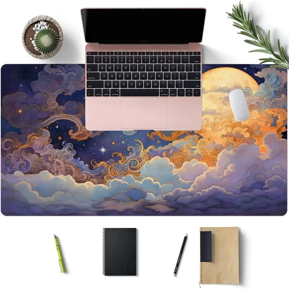 

Moon Clouds Art Mouse Pad Large Computer Office Game Table Mats XXL Rubber Anti-slip Gaming PC Keyboard Mousepads Long Desk Pads