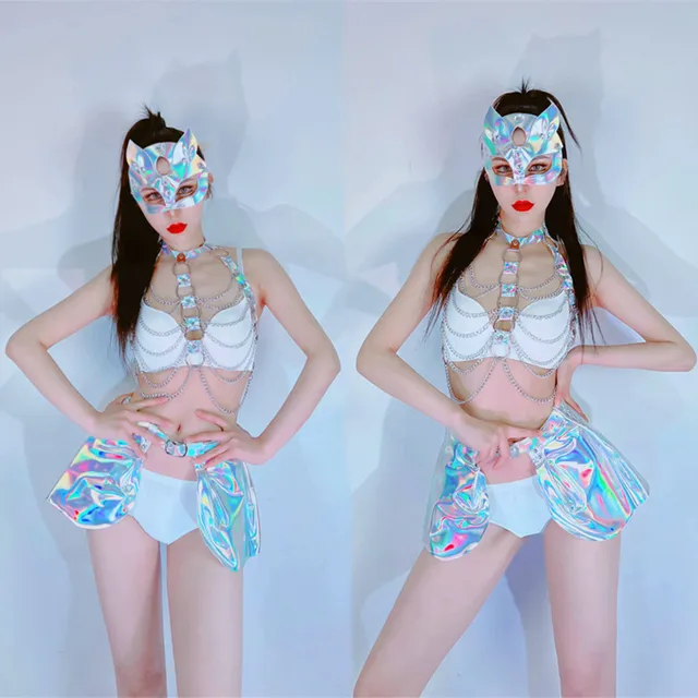 Srebrny metaliczny Gothic Mini spódnica Sexy kobiety taniec Hologram lato Punk talia popędzający spódnica wysoka talia Y2K suknia kobiet Mujer