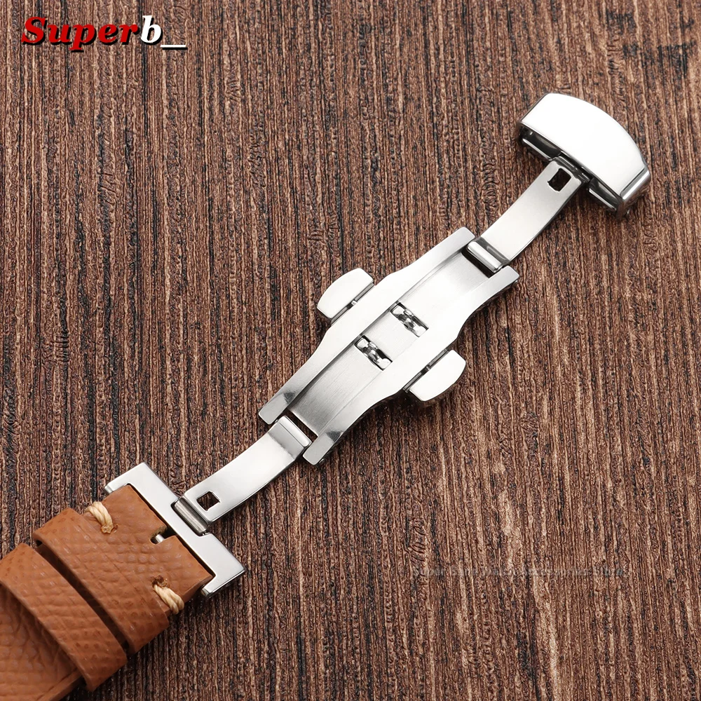 Tali Jam Kulit Sapi Asli Berte - Butterfly Clasp Deployant ulasan dan harga
