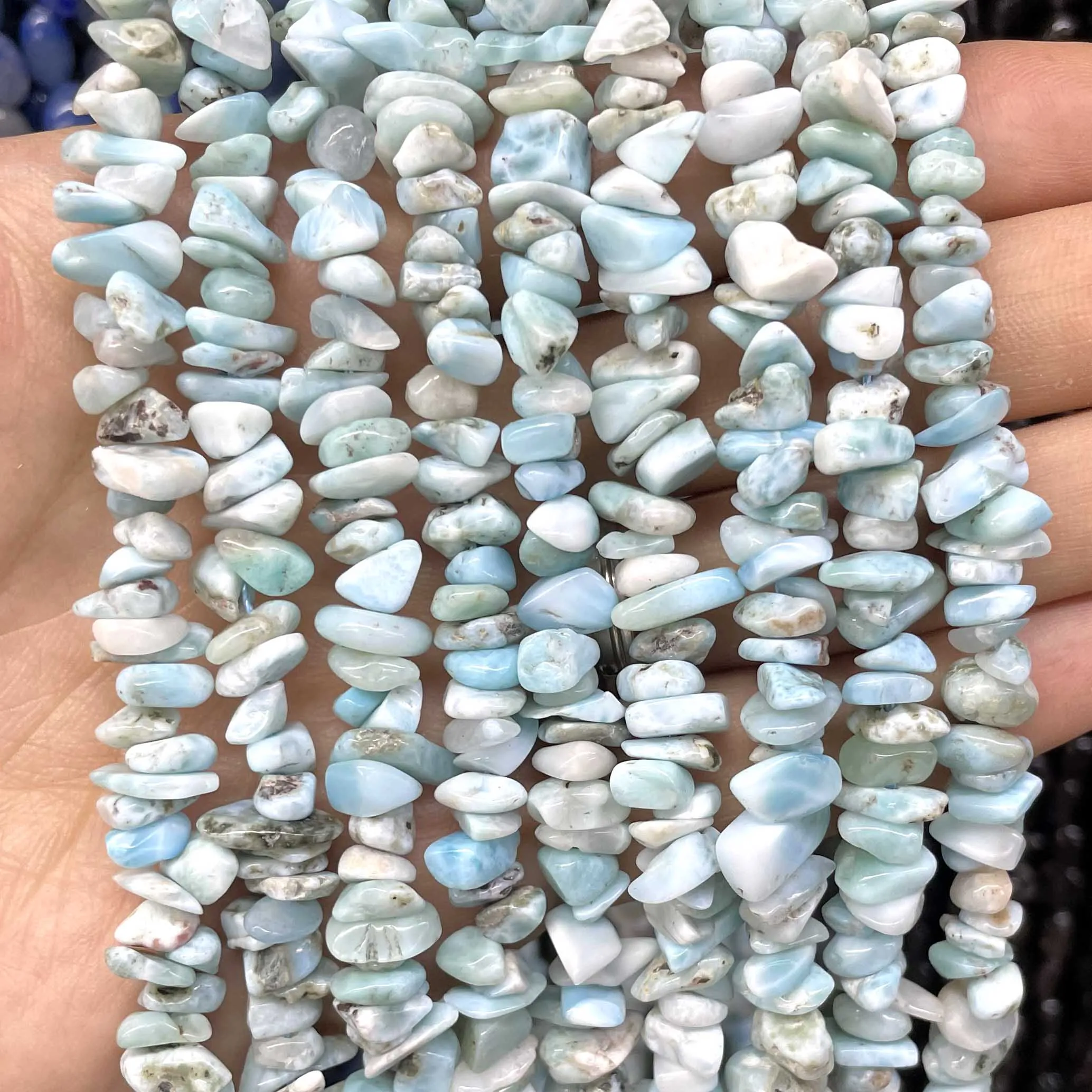 5-8MM Natural Irregular Chips Blue Larimar Freeform Gravel Stone Spacer Beads For Jewelry Making DIY Bracelet Accessories
