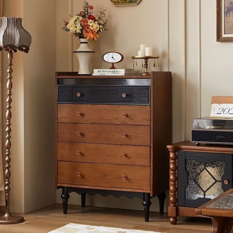 

American French chest of drawers Solid wood storage Nordic chest cabinet Living room Bedroom drawer Locker Vintage side cabinet
