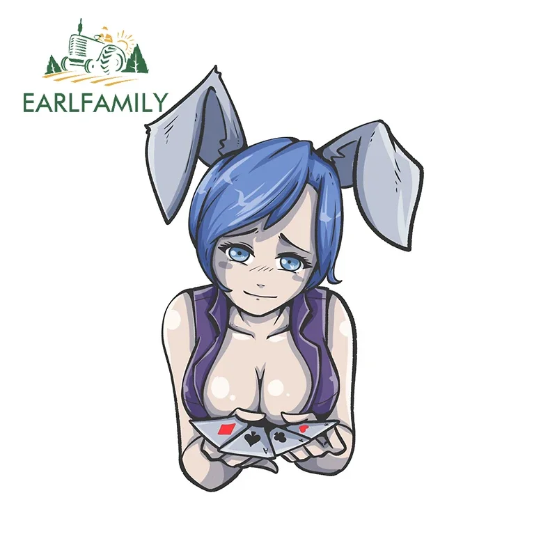 

EARLFAMILY 13cm X 8.7cm For Otaku Poker Ecchi Hentai Senpai Waifu Car Stickers Personality Decals Anime Graphics Trunk Decor