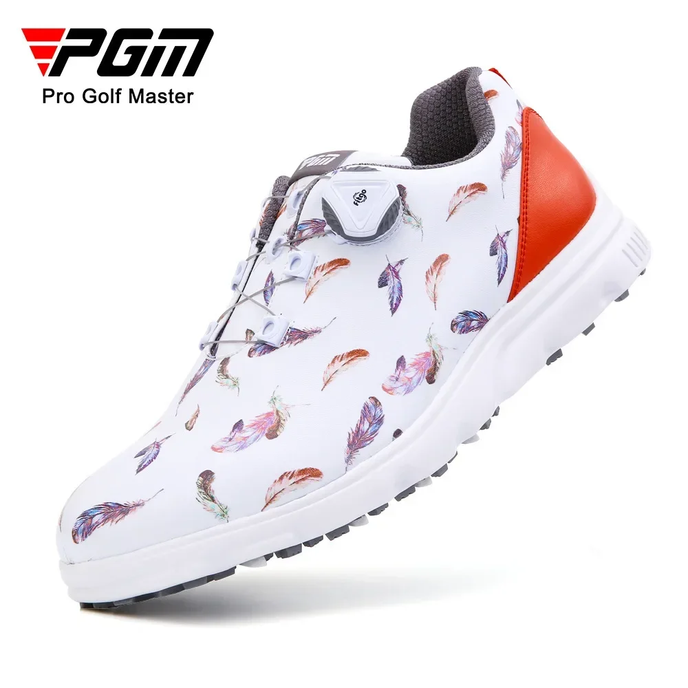 

PGM new golf shoes Men's shoes personality feather pattern sneakers waterproof microfiber leather shoes