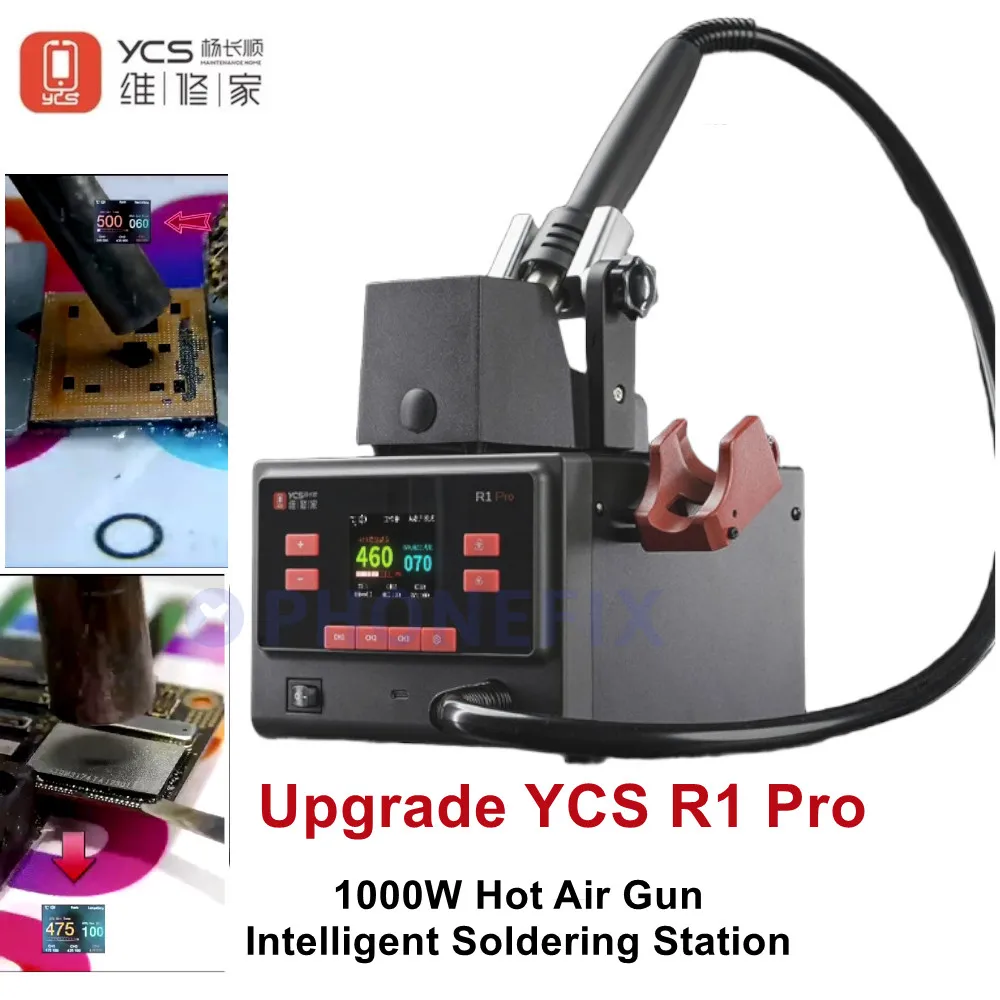 YCS R1 / R1 Pro 1000W Intelligent Soldering Station Hot Air Gun with 4 Nozzles For Phone CPU IC BGA SMT Rework Station Tools