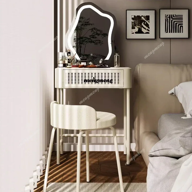 White Nordic Organizer Vanity Table Mirror Drawers Makeup Girls Small Dressers Space Saving Pentiadeira Feminina Room Furniture view 2