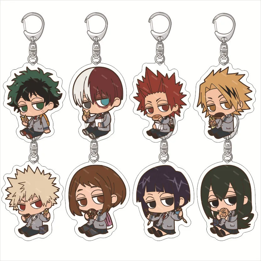 

Cute Anime My Hero Academia chain Cartoon Characters Acrylic Pendant Keyring Jewelry Key Ring Acrylic Pendant friend Toy Gift