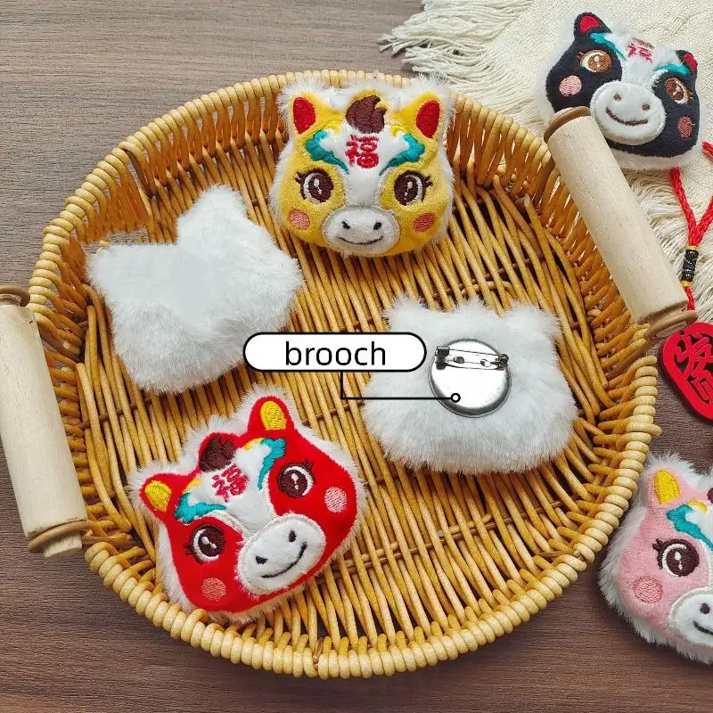 Cartoon Plush Pony Doll Brooch Cute Lucky Little Horse Brooch Year Of The Horse Clothing Pin Jewelry Accessories New Year's Gift