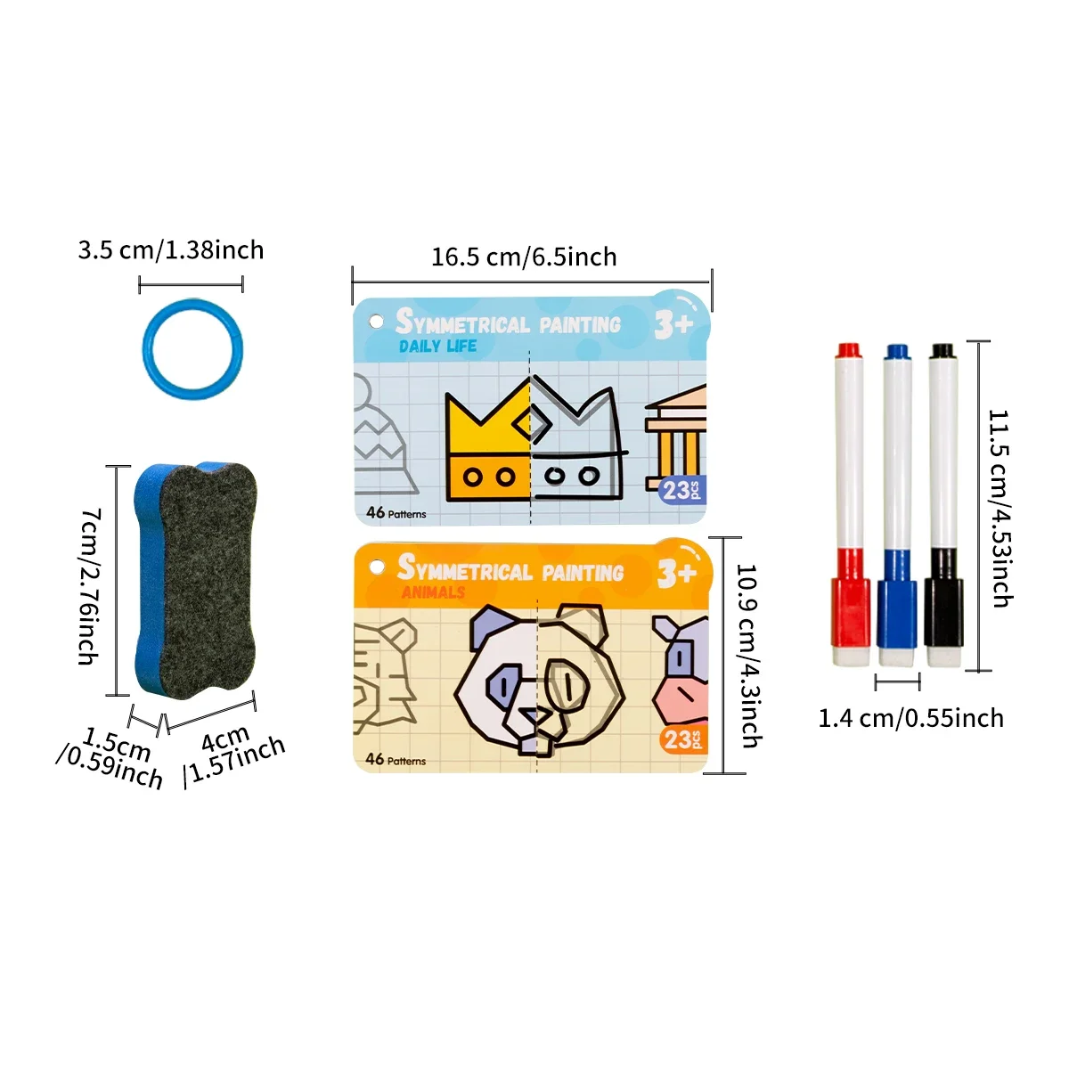 46 Patroon Droog Wissen Graffiti Kaarten Cartoon Grids Symmetrische As Schilderen Puzzel Educatief Speelgoed,