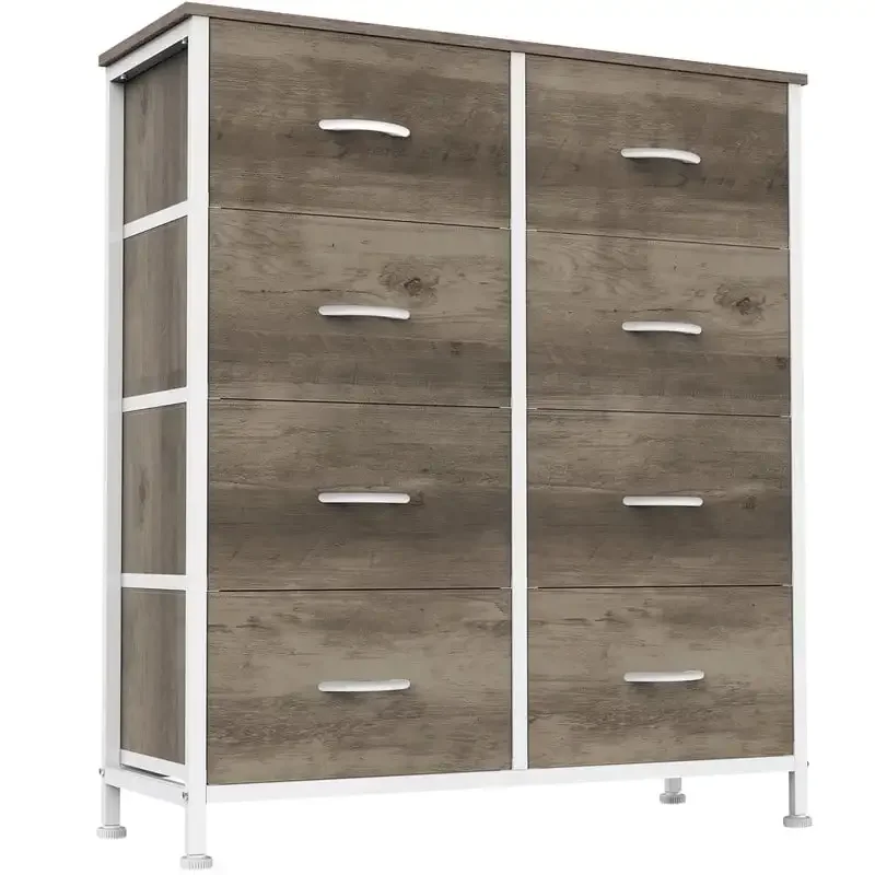 

Chest of Drawers with 8 Fabric Drawers, Drawer Cabinet, Organization Furniture for Kitchen, Office, Hallway, Oak