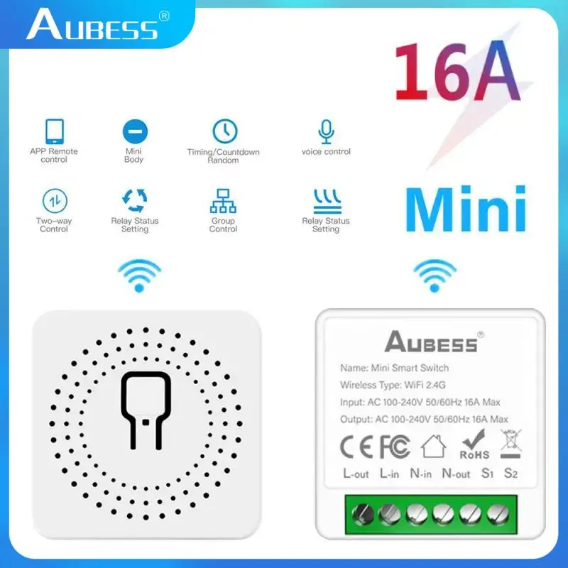 16/10A Mini Tuya Wifi Smart Switch 2-Way DIY Switches SmartLife App Timer Module Voice Control Support Alexa Google Home