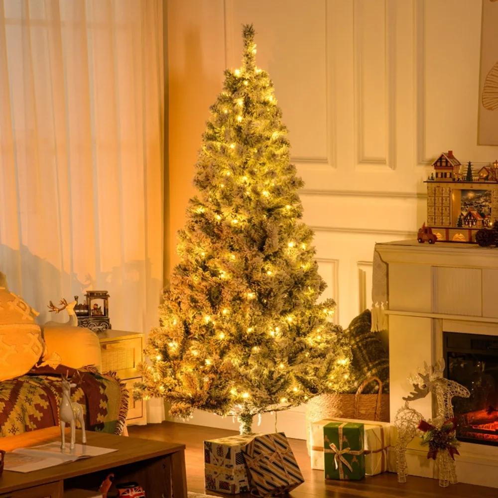 

Christmas Trees, with Snow Frosted Branches, Warm White LED Lights