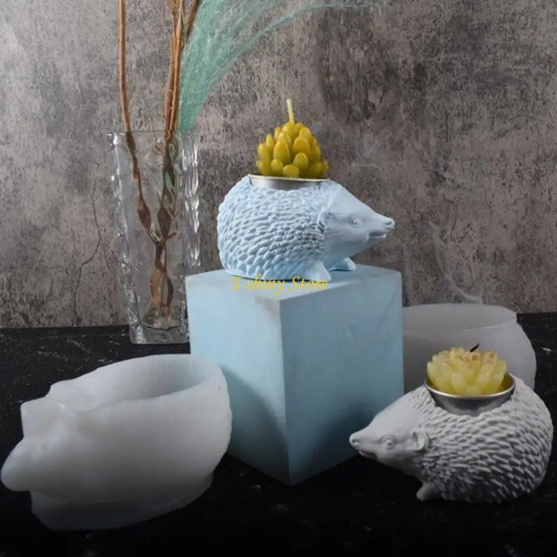 N58F Animal Theme Resin Mold For Epoxy Holders Hedgehog Designs Silicone Craft Mould Multi Use Container Molds