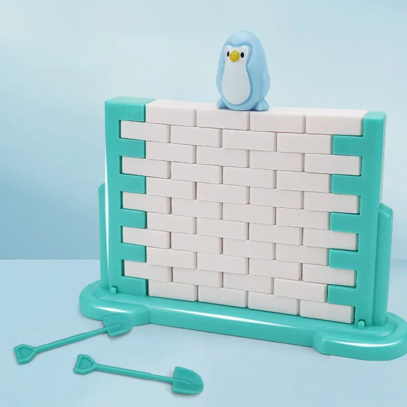 Penguin wall-breaking building blocks children educational thinking training toys parent-child two-person interactive fun games