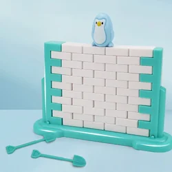 Penguin wall-breaking building blocks children educational thinking training toys parent-child two-person interactive fun games