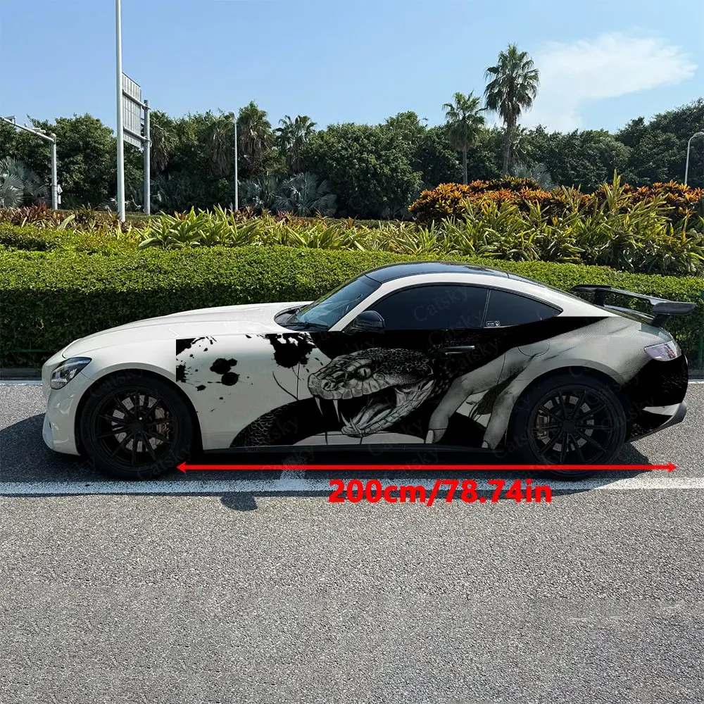 2pcs Snake & Claw Shadow, Durable, Fade-resistant, Enhance Vehicle Aesthetics With Bold Artistic Design Car Vinyl Wraps