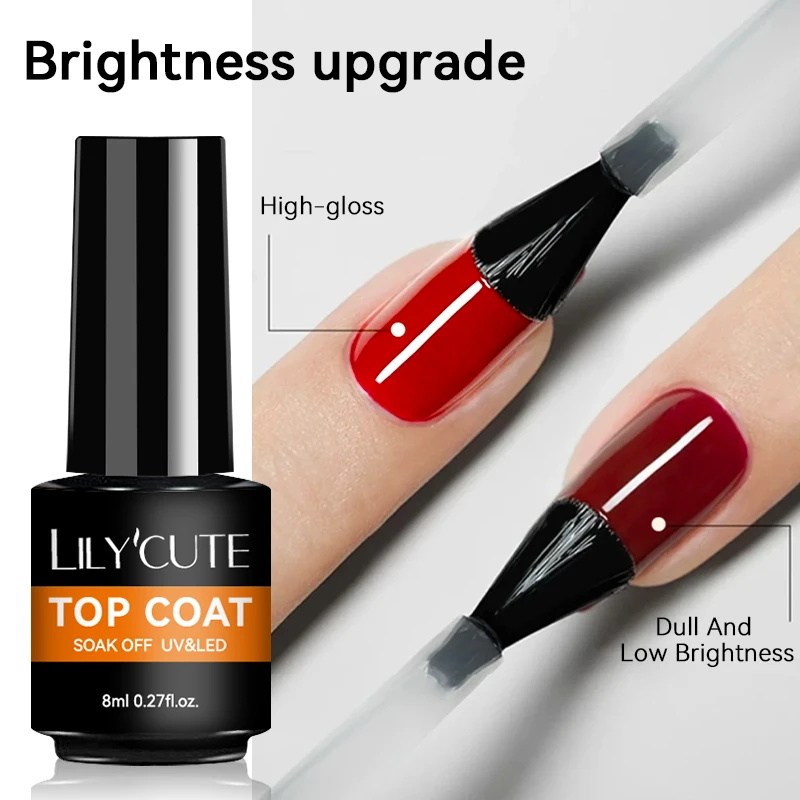 LILYCUTE 8ML Basis Gel Kein Abwischen Top Coat Funktion Gel Nagellack Nail art Salon Für Alle Farbe Gel maniküre Soak Off Lack