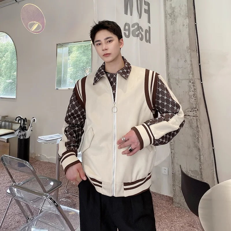 

Осень-зима Thiened Deer Skin бархатный принт в рубчик в стиле пэчворк или воротник мужская куртка модная верхняя одежда топ