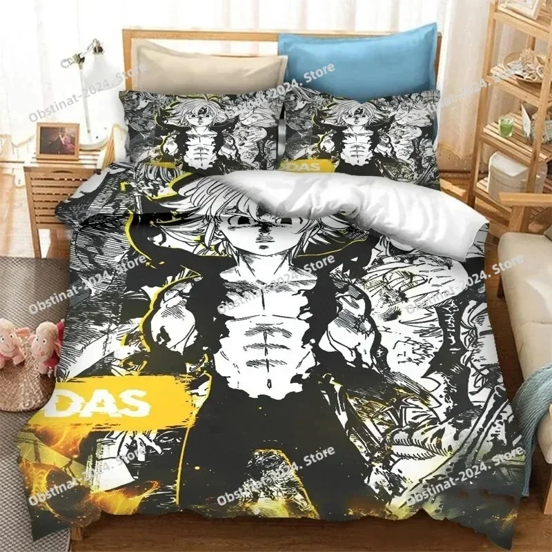 

Anime The Seven Deadly Sins Printed Bed Set Duvet Cover Pillowcase Bedding Set Bed Linen Sheet Quilt Cover Full Queen King Size