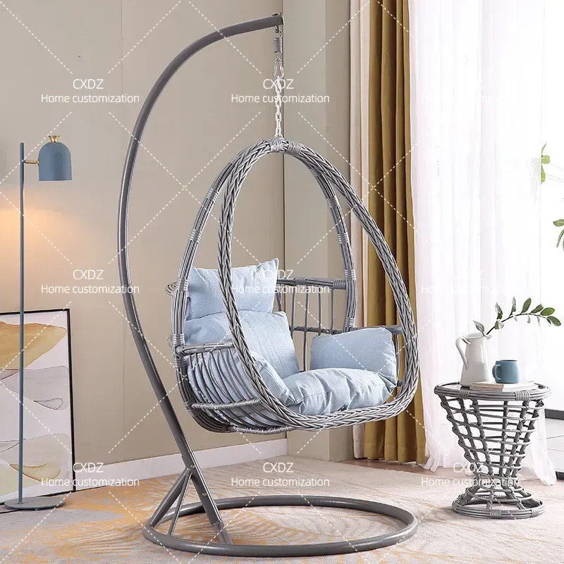 Nordic Indoor Hanging Basket Balcony Single Pastoral Rattan Chair Adult Rocking Swing Household Modern No Punching