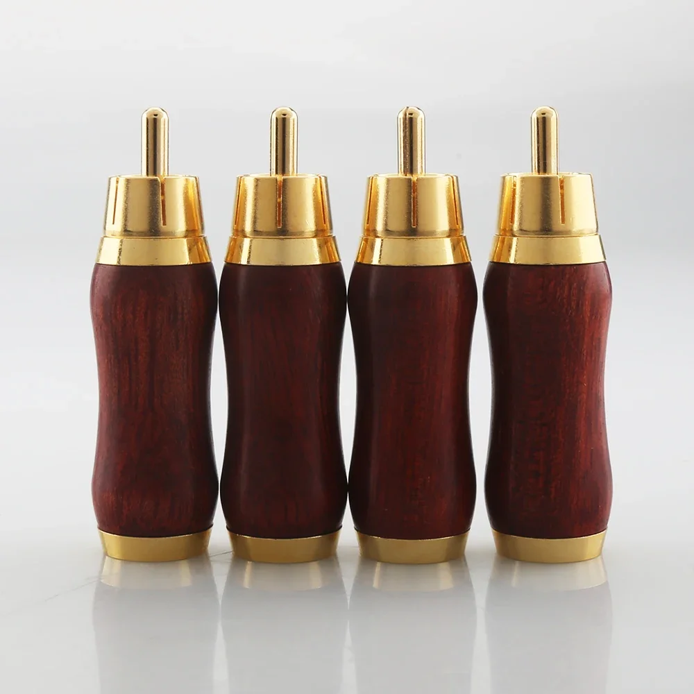 4pcs Audiocrast WR1101G 3u gold plated Red sandalwood RCA Rosewood Red sandalwood Audio plug hi end silver plated RCA