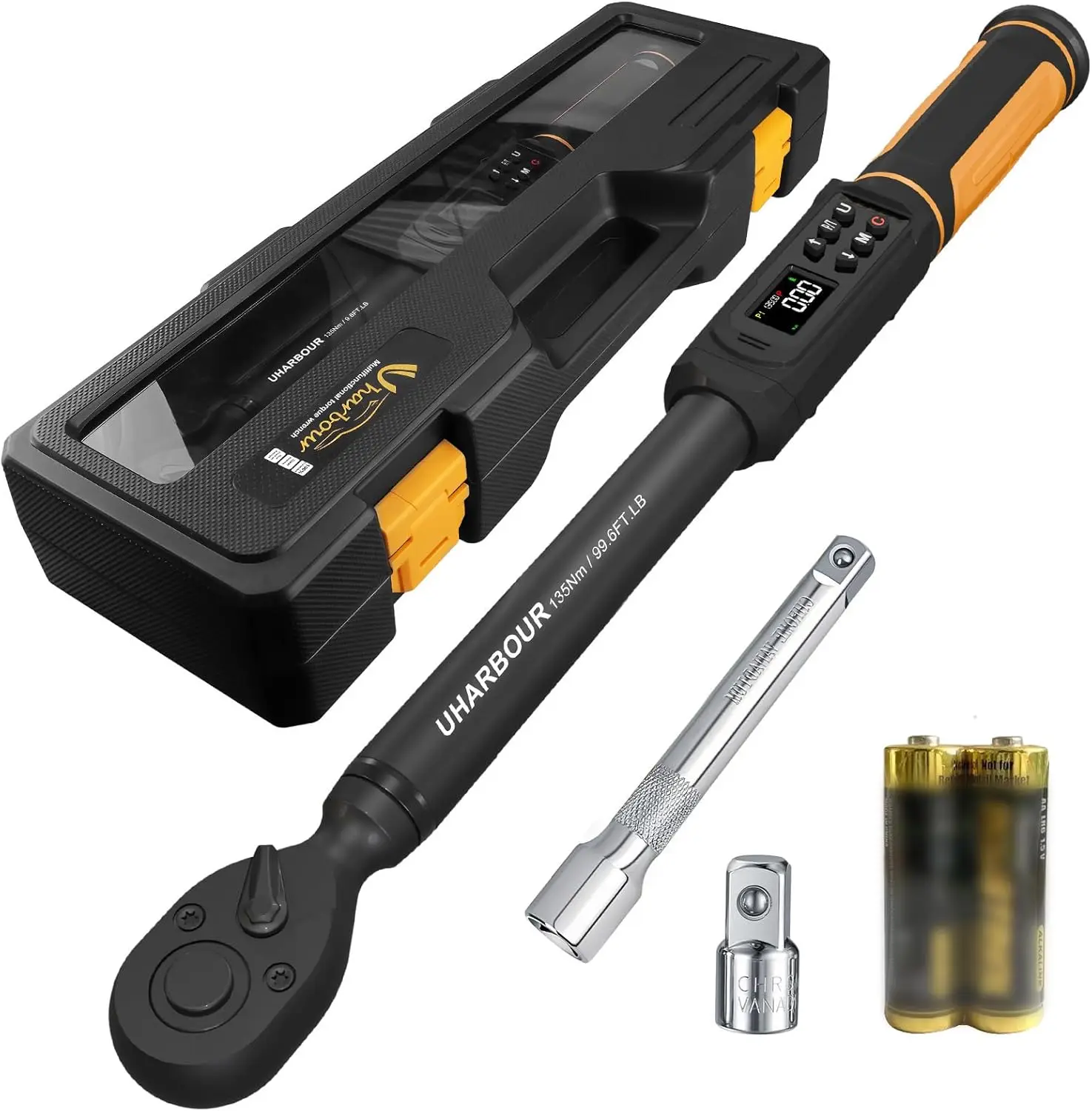 

Цифровой динамометрический ключ с приводом 3/8 дюйма, диапазон 1.5-99.5 фунт-фут, электрический, с двунаправленной трещоткой, точность ±1%