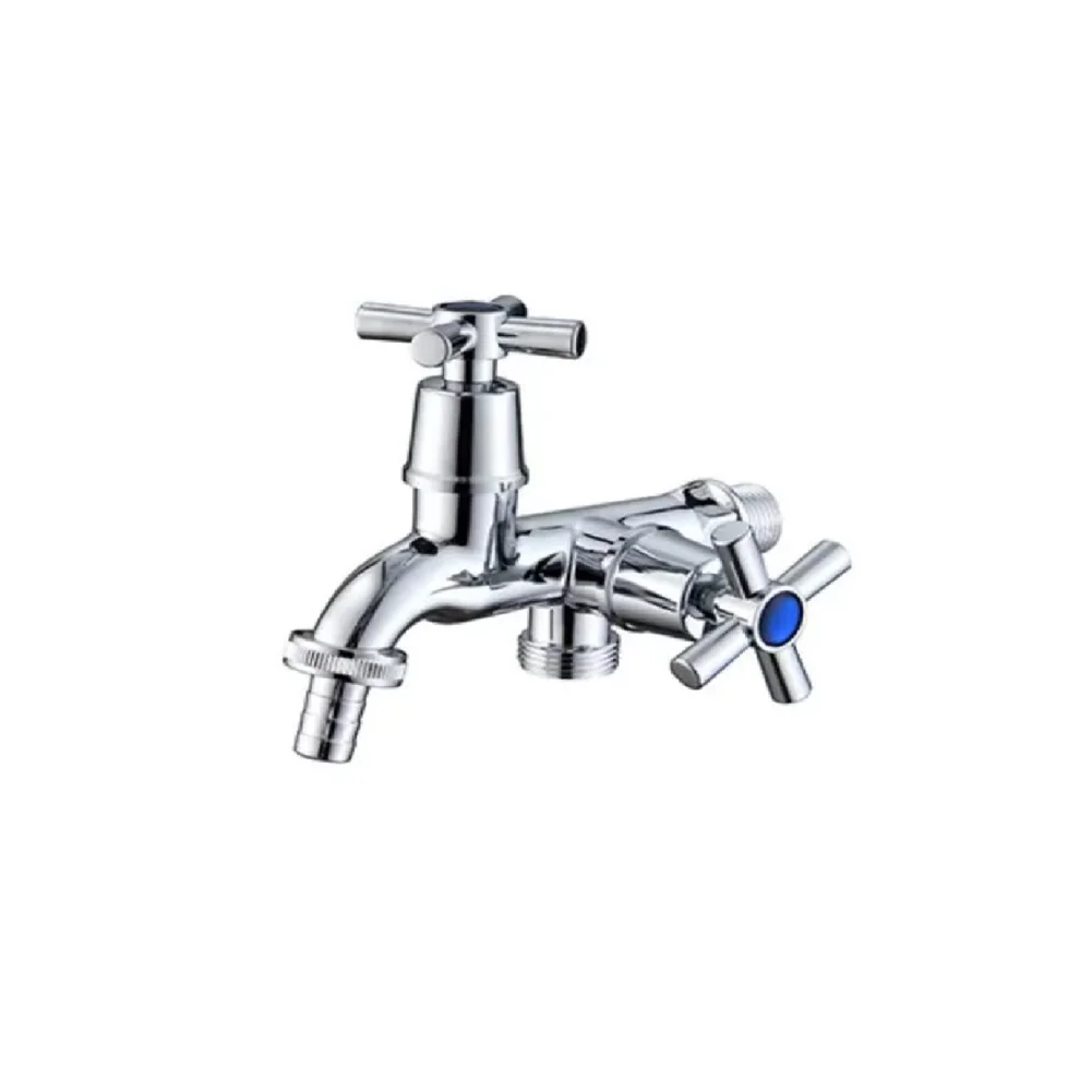 ABS Plastic Wall Mounted Dual Handle Faucet Chrome Plated for Laundry Equipment and Kitchen Bathroom Installation