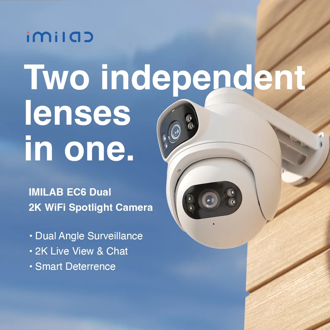 IMILAB Global EC6 Dual 2K WiFi Spotlight Outdoor Camera Dual lenses Night Vision 360° Dual Angle Surveillance For Mi Home APP