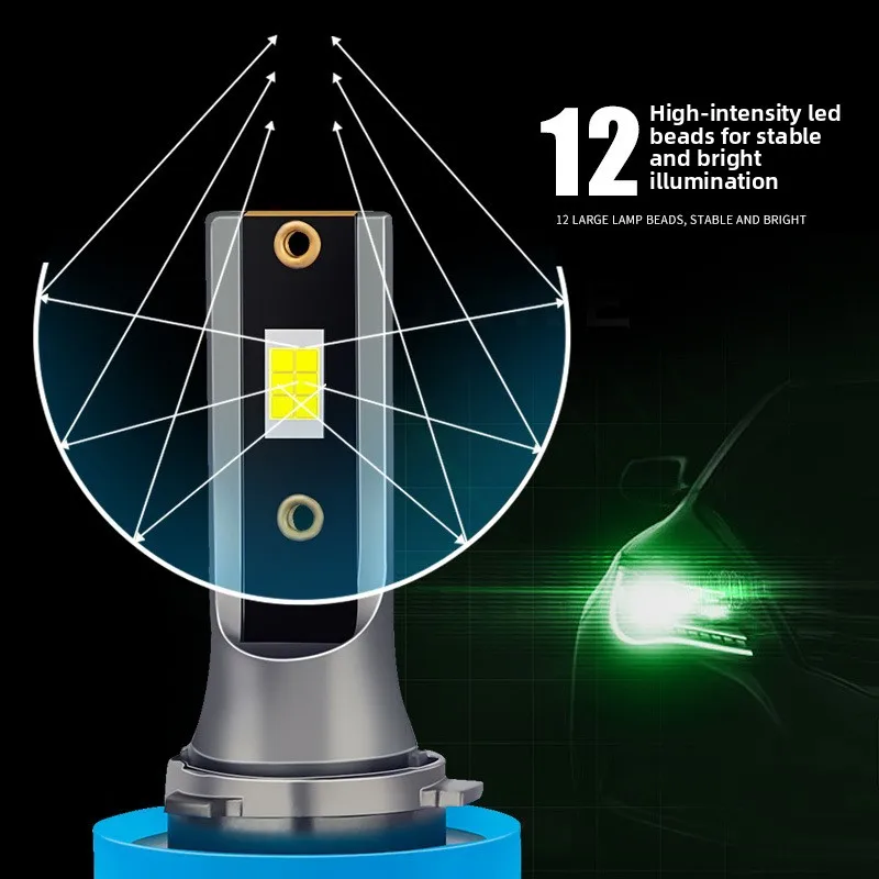 Car Super Bright Led Headlight Golden Light Front Fog Light H11 Modified H3H8 Anti-fog Lime White Light Three Colors