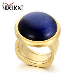 Multicolor Natural Stone Ring For Women Gold Color Stainless Steel Round Wedding Band Bohemia Style Jewelry Gift