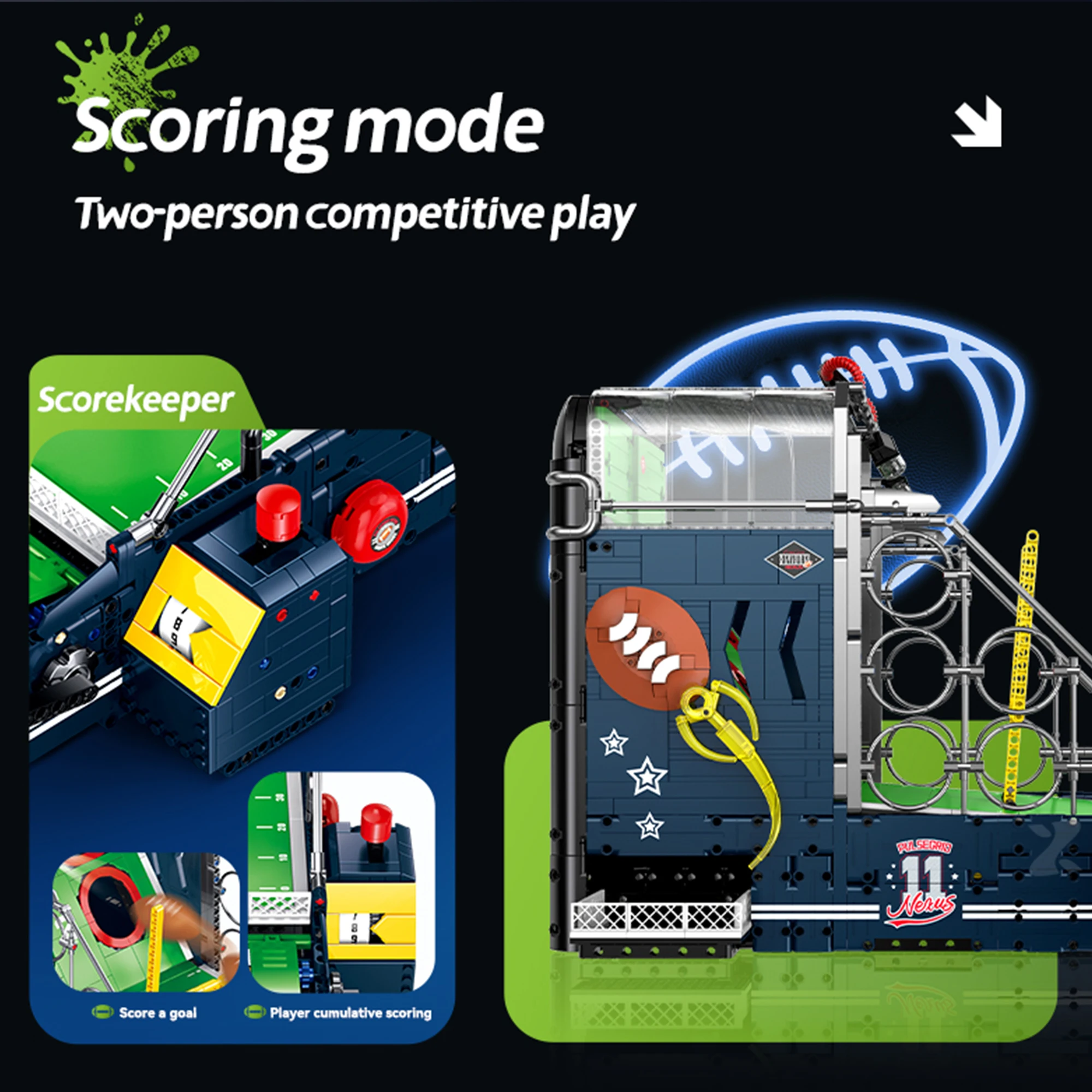 2272pcs Rugby Game Machine Building Blocks Creative electric Rugby Game Console Battle Game Bricks Toys for Kids Adults Gifts