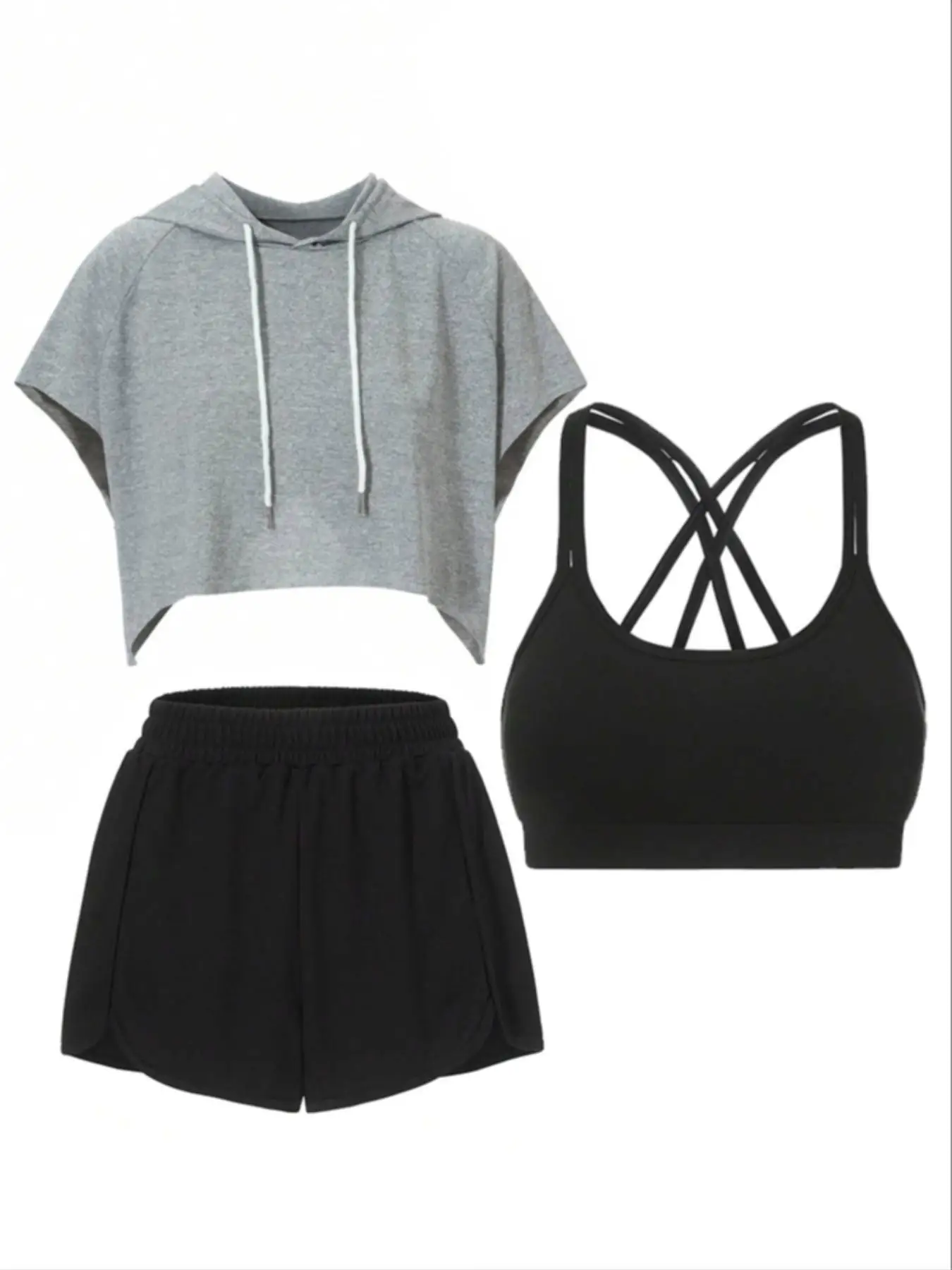 

Спортивный комплект из 3 предметов для бега с перекрещивающейся спиной, спортивная одежда, одежда для тренировок