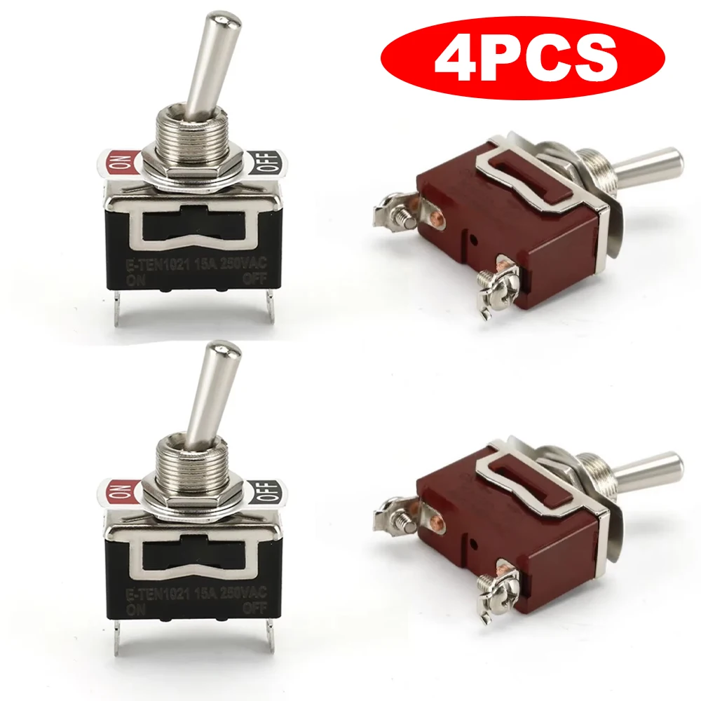 1-4Pcs 12V Auto Toggle Switch Boat Marine Heavy Duty Toggle Flick Switch w/ Waterproof Cover ON/OFF Car Dash Metal SPST Terminal