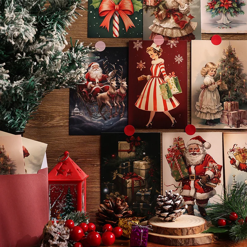 

Christmas Greeting Cards 12pcs Warm Xmas Holiday Party Cards Festive Scenic Background for Christmas Mailing Postcard Decoration