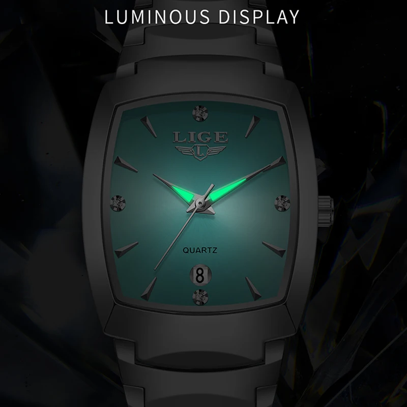 

LIGE New Quartz Watches Women Top Brand Luxury Creative Square Women's Bracelet Watch Fashion Waterproof Ladies Watch For Gift