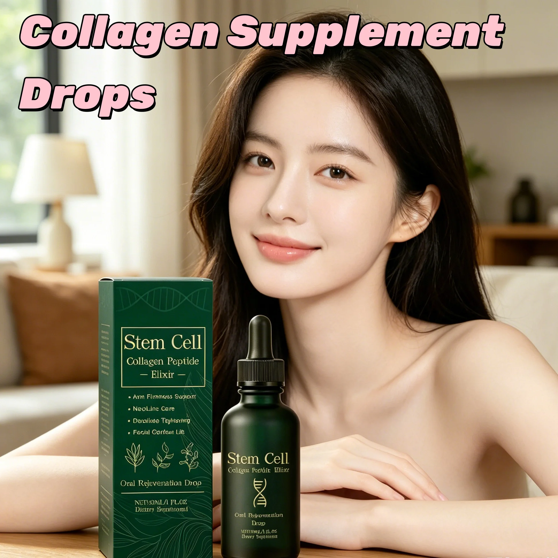 Organic Herbal Collagen Liquid Oral Drops Boost Skin Elasticity Fade Fine Line Dark Spots Anti Wrinkle Beauty Dietary Supplement