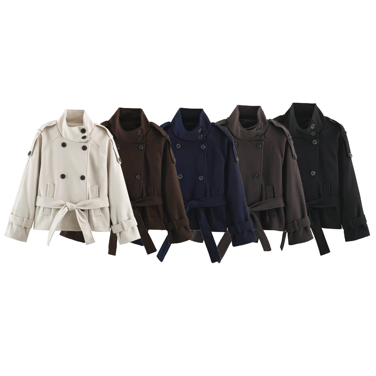 European and American style 2026 autumn new women's clothing design loose double breasted lace up soft jacket